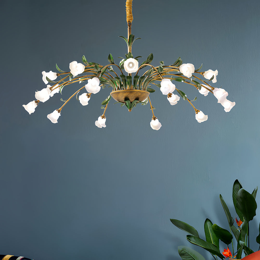 Vintage Floral Branch Chandelier — Iron and Glass, G4 3-Step Dimming, 12 to 35-Head