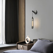 Minimalist Brass Wall Sconce — Full Brass Frame, Transparent Glass Shade, E14, Hardwired
