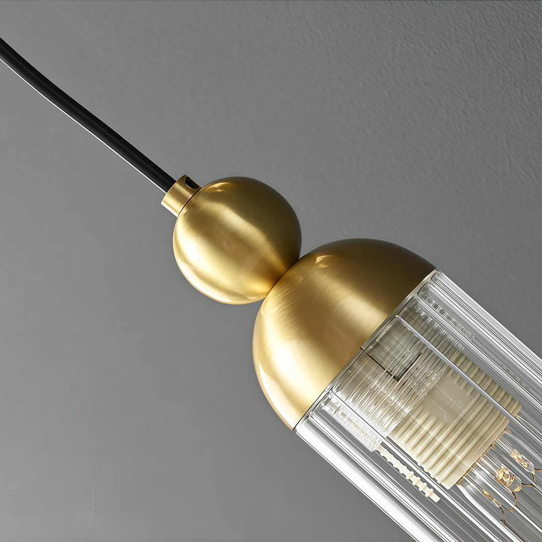 Minimalist Brass Wall Sconce — Full Brass Frame, Transparent Glass Shade, E14, Hardwired