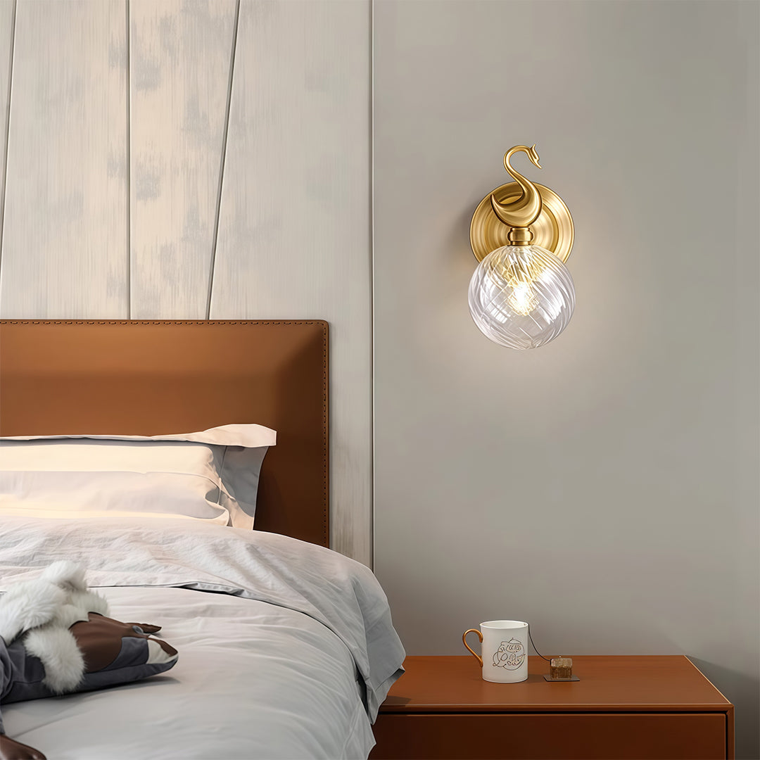 Modern Minimalist Wall Sconce — Brass, Transparent Glass Shade, G9 Hardwired