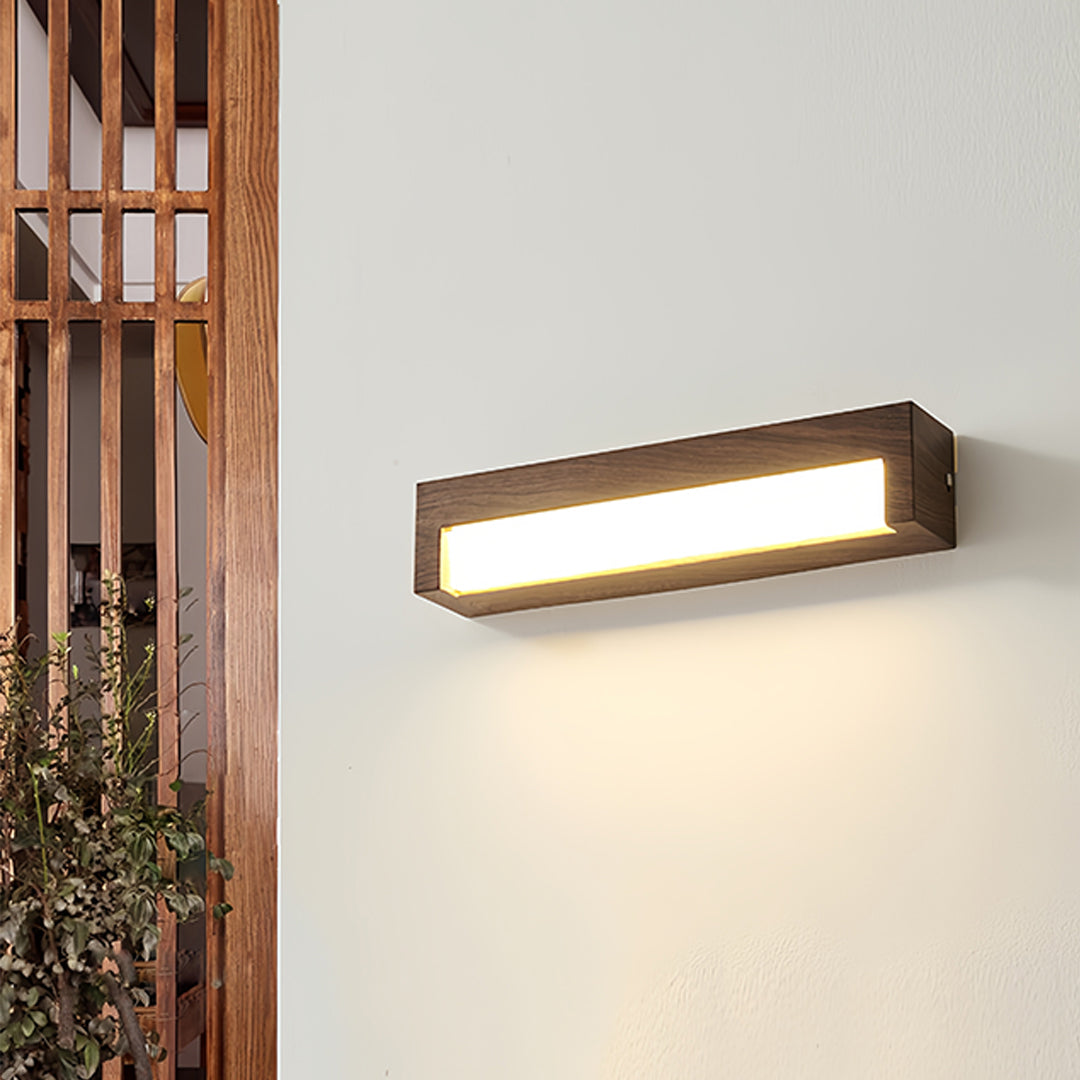Wood Grain Wall Sconce — Iron with Acrylic Shade, LED, 3-Step Dimming, 35cm / 50cm