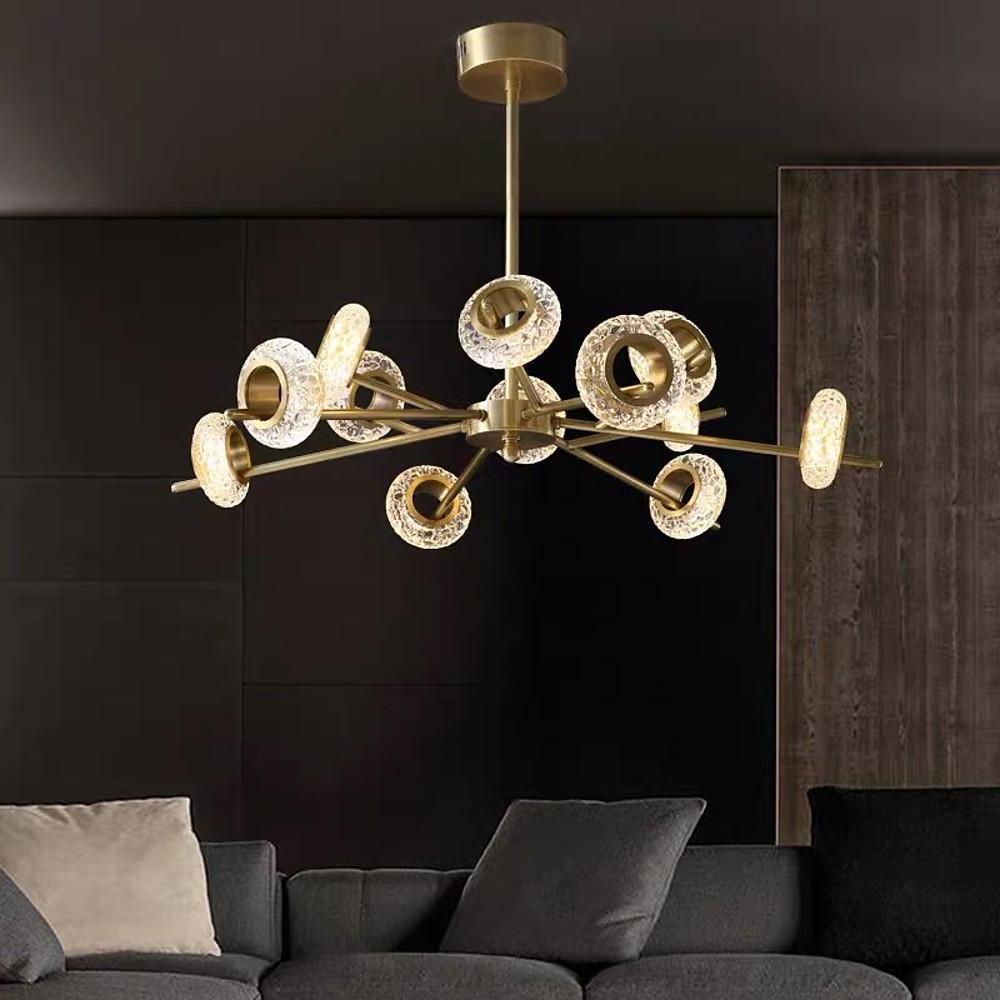 Sputnik Crystal Sphere Chandelier — Brass, Gold Electroplated, Integrated LED 3000K, 8 or 12-Light