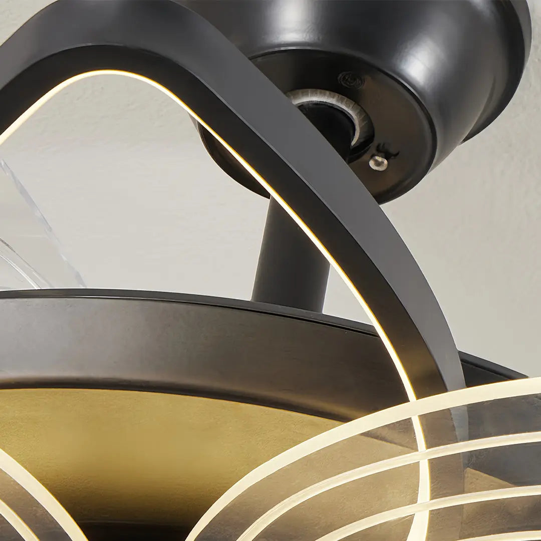 Minimalist Black Modern Ceiling Fan with Light - Iron Body Design Luxe
