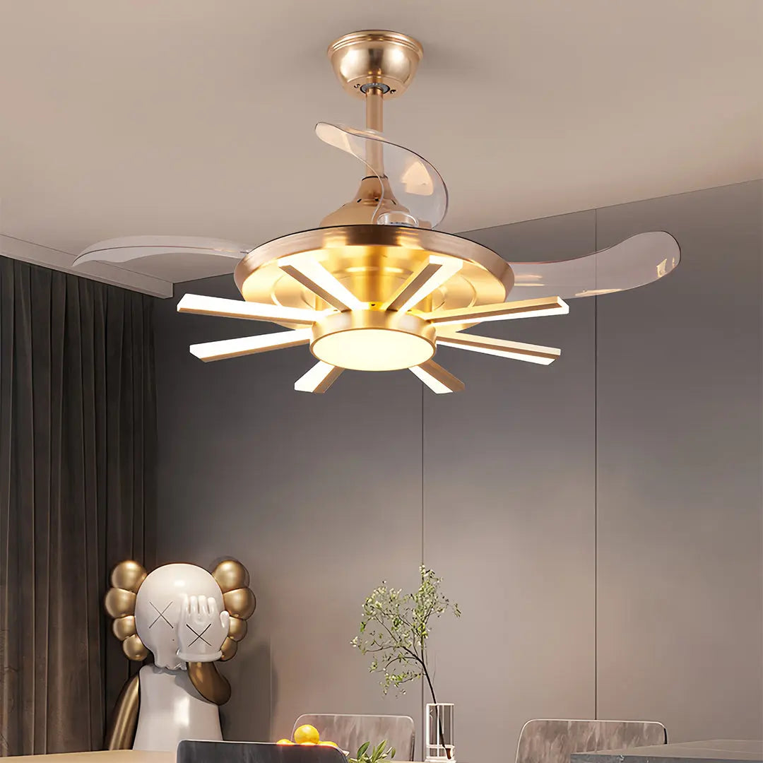 Luxury Multi-Head Iron Body Black Ceiling Fan with Light - Modern Design Luxe