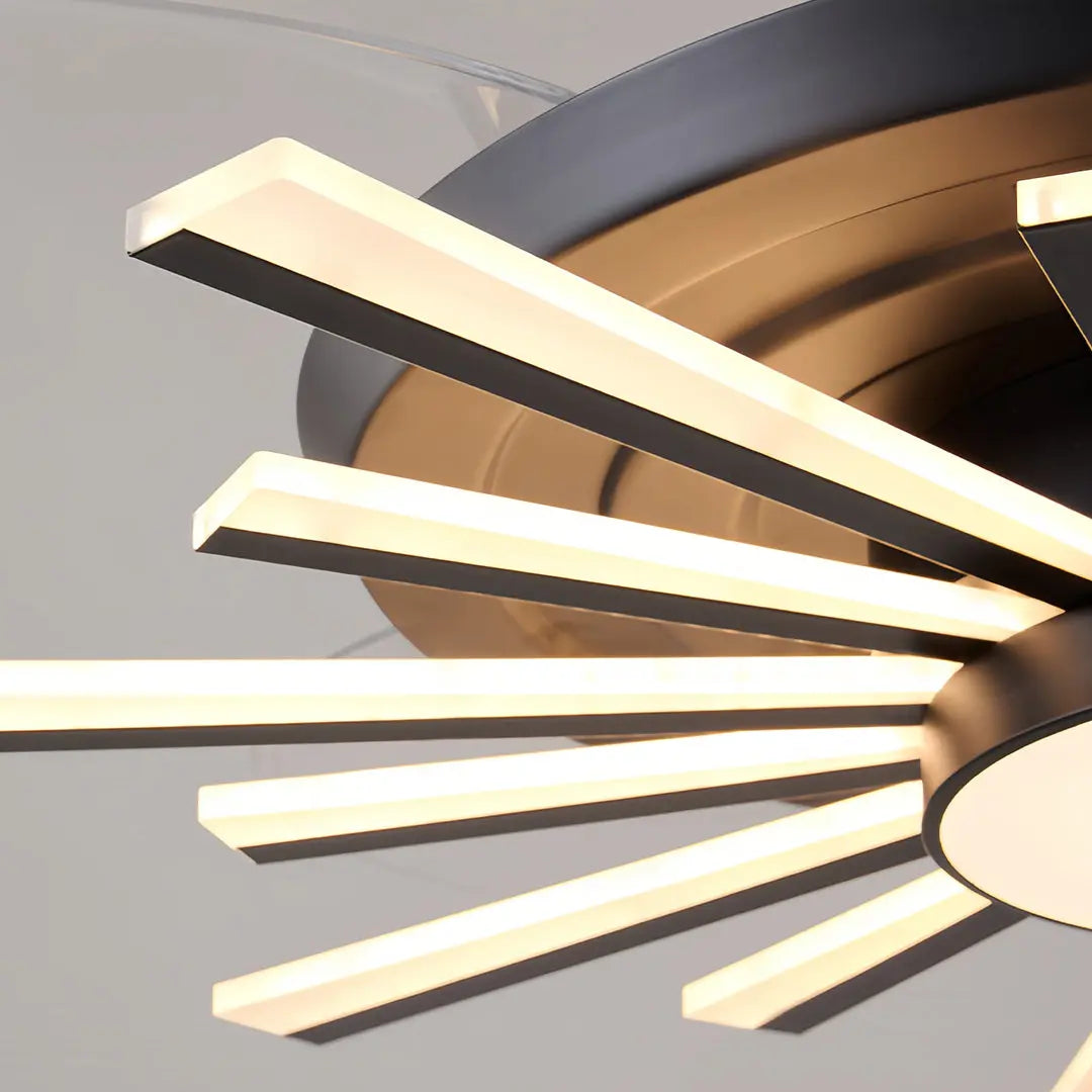 Luxury Multi-Head Iron Body Black Ceiling Fan with Light - Modern Design Luxe
