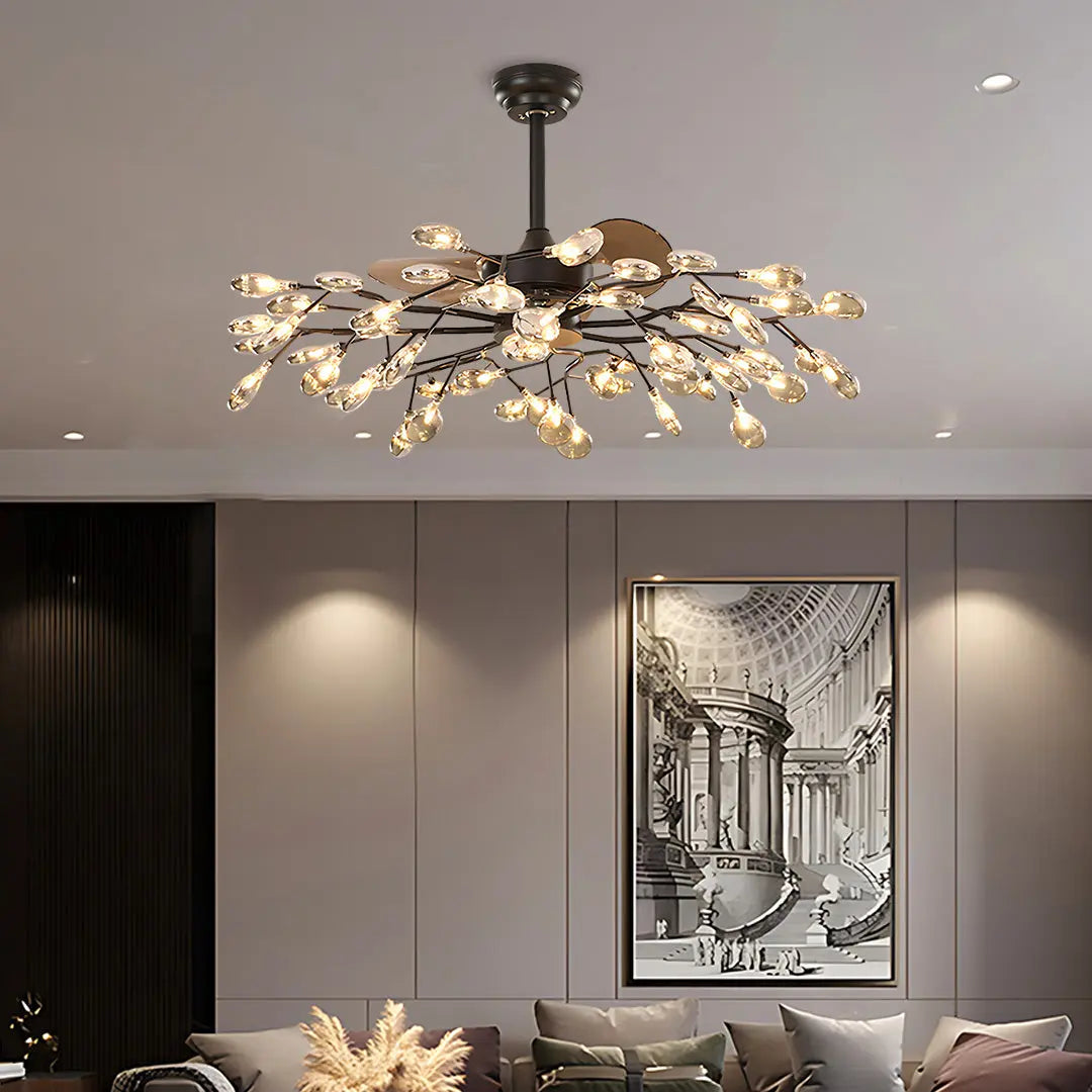 Minimalist Luxury Glam Ceiling Fan with Artistic Light Fixture Luxe