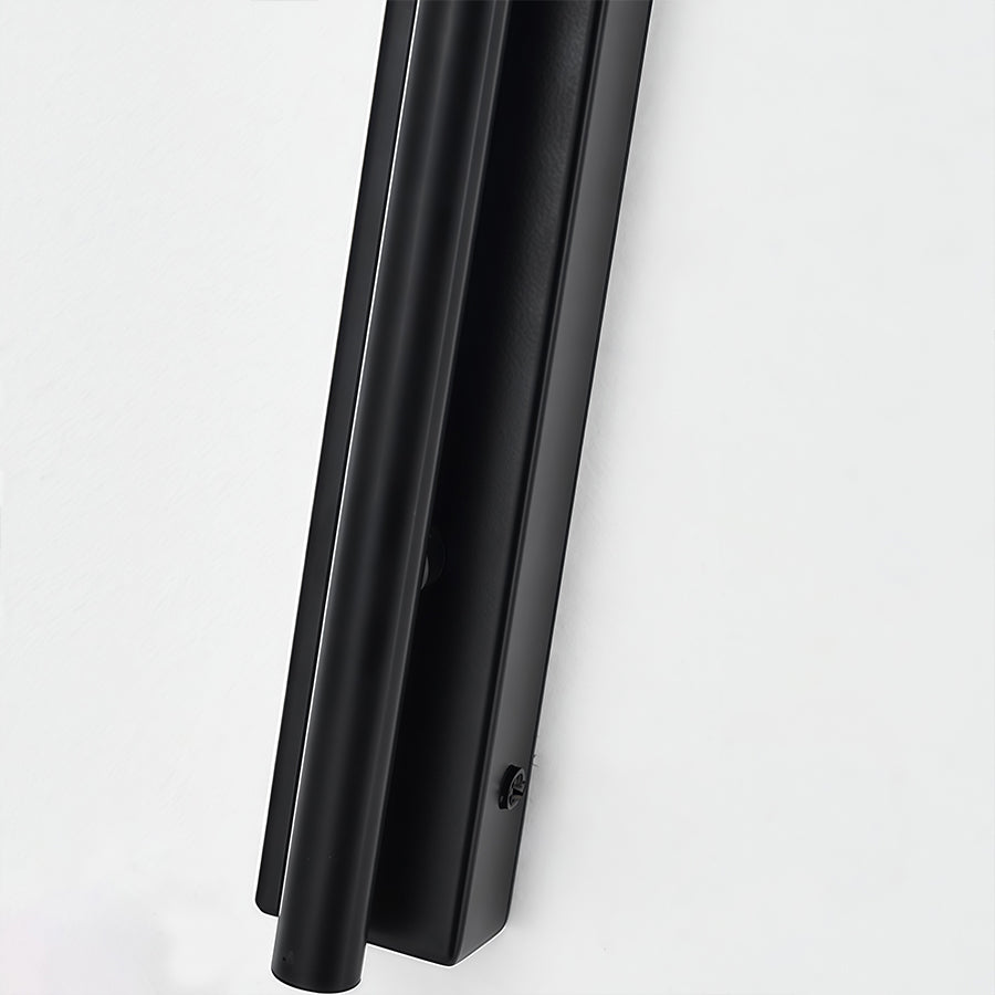 Long-Arm Wall Sconce — Black Iron, E14, Interchangeable Round Glass or Trumpet Shade, Three-Step Dimming, Hardwired