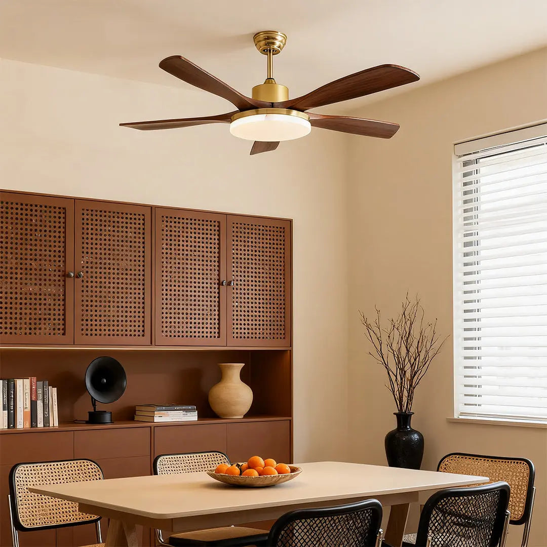 Remote-Controlled Wooden 3-Blade Ceiling Fan with Light Luxe