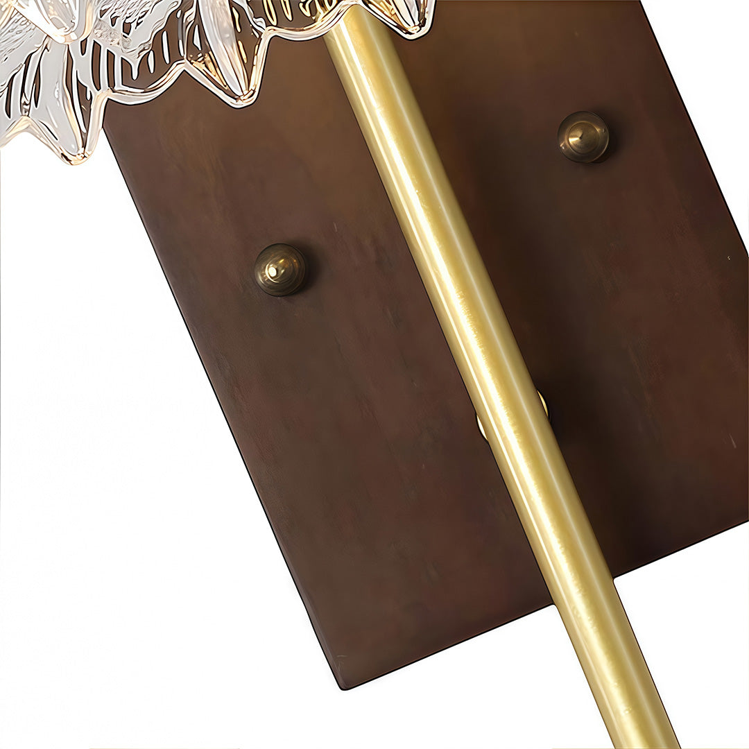 Retro Wave Glass Wall Sconce — Iron and Rubberwood, E27 LED, 3-Step Dimming (3000K/4500K/6000K), 3 Design Styles