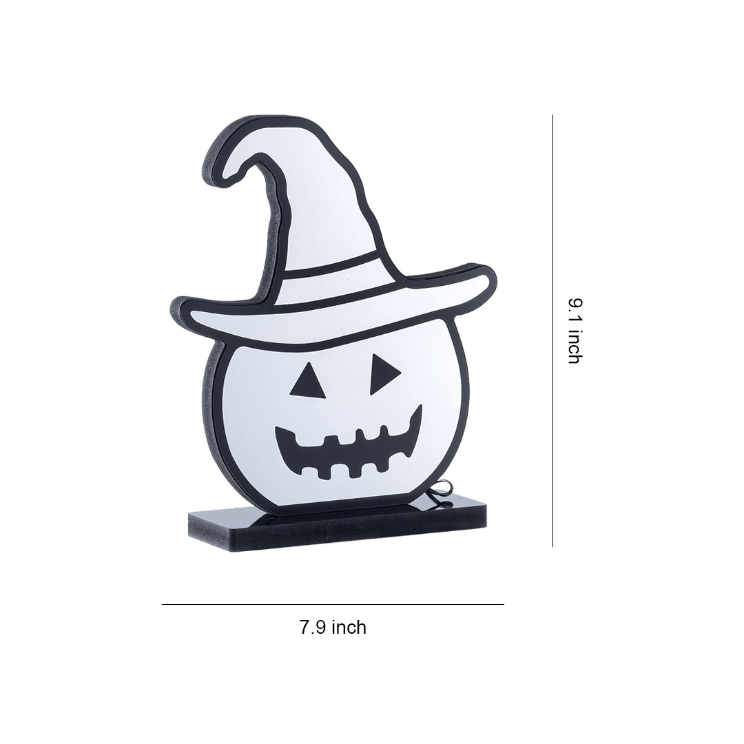 Halloween Pumpkin with Witch Hat Novelty Light — Acrylic, USB 5V, 5W LED, Dual-Color Hat with Warm Yellow Face