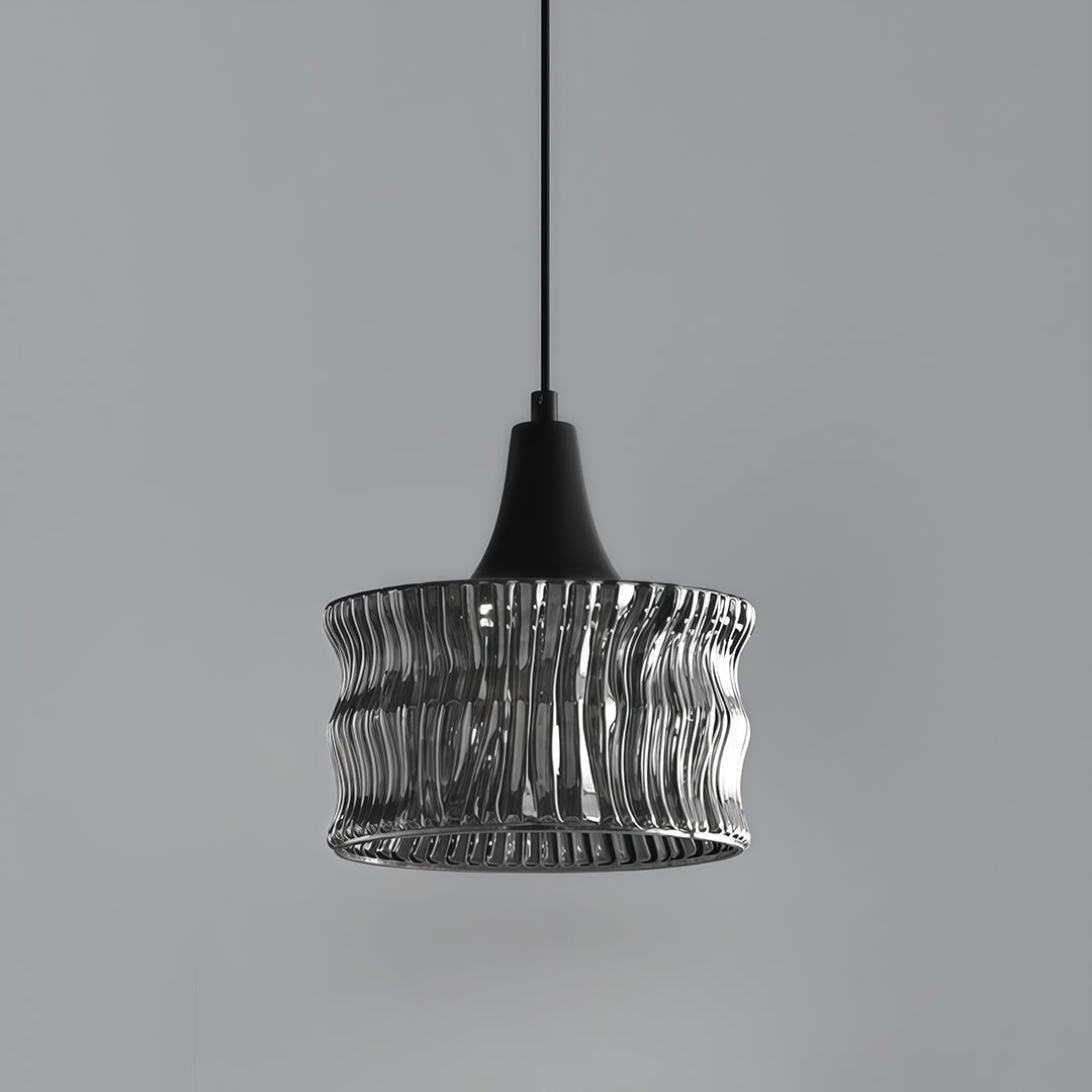 Glass Drum Mini Pendant — Copper-Black, 1-Light, 6W, 3-Step Dimming (3000K/4500K/6000K), Adjustable Cord