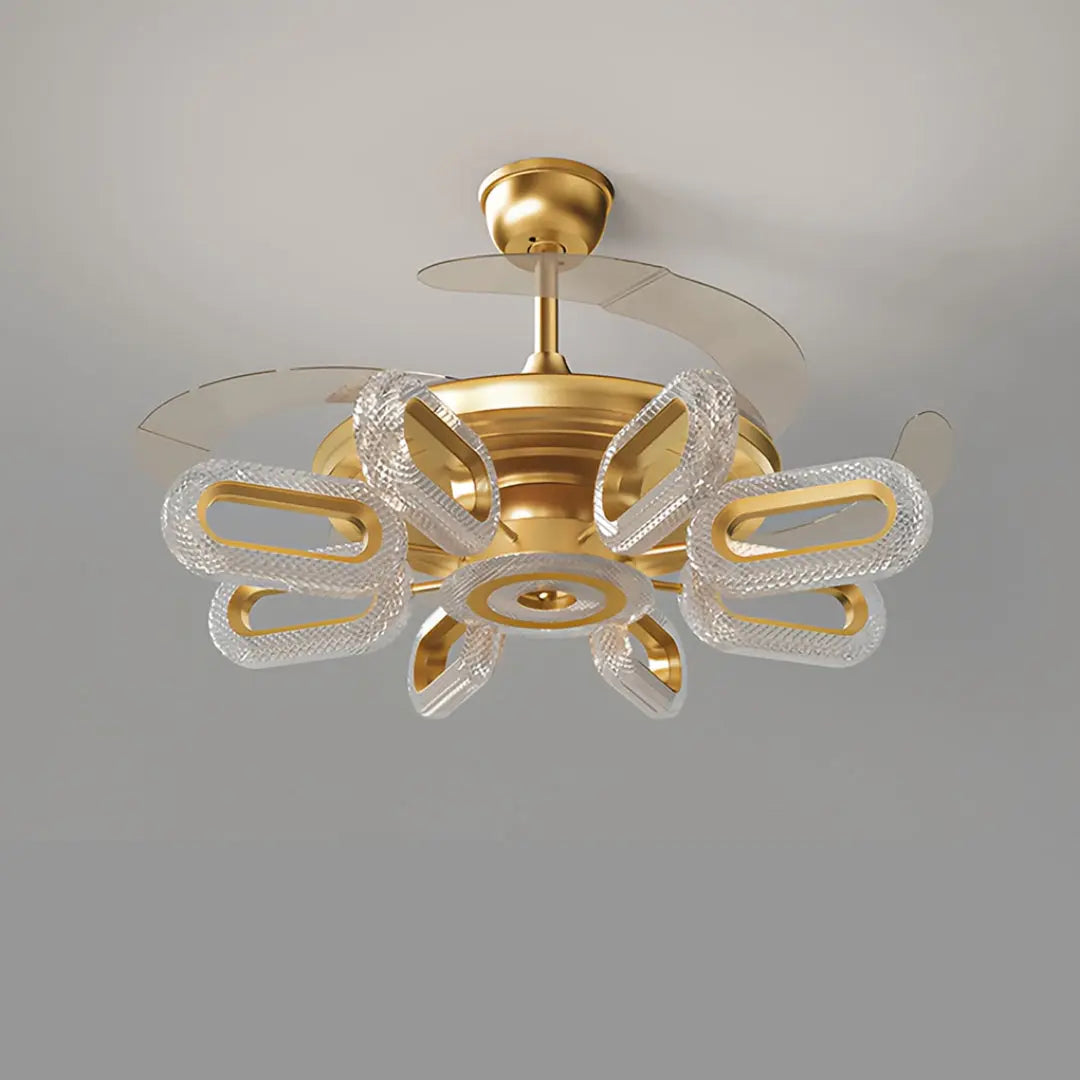 LED Gold Ceiling Fan with Light - Bright Iron Ceiling Fan Lighting Luxe
