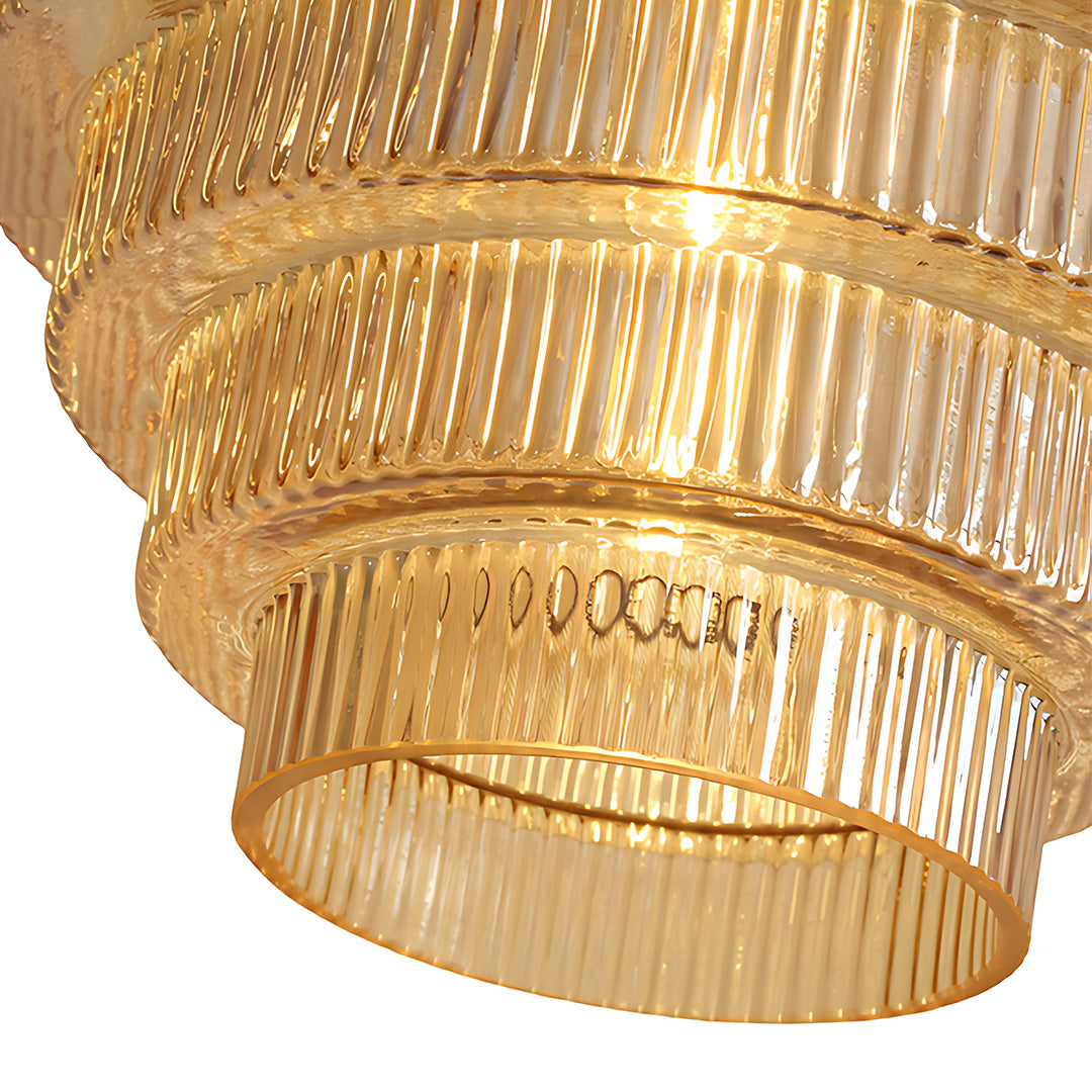 Mid-Century Honeycomb Mini Pendant — Cognac Iron and Clear Glass, E27, 1-Light, Adjustable Height
