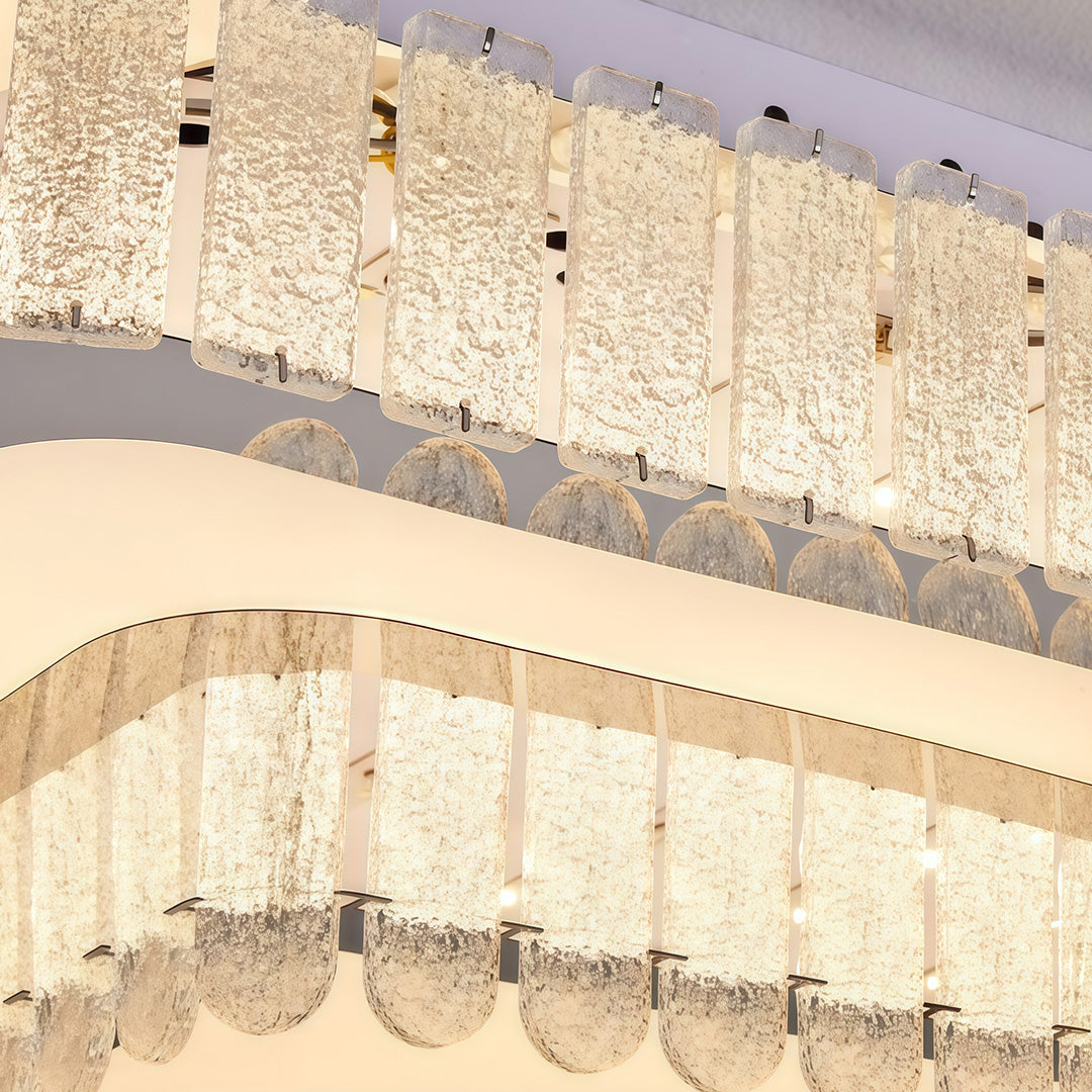 Modern Crystal Flush-Mount Light — Stainless Steel, Round/Square/Rectangle, 3-Step Dimming, LED