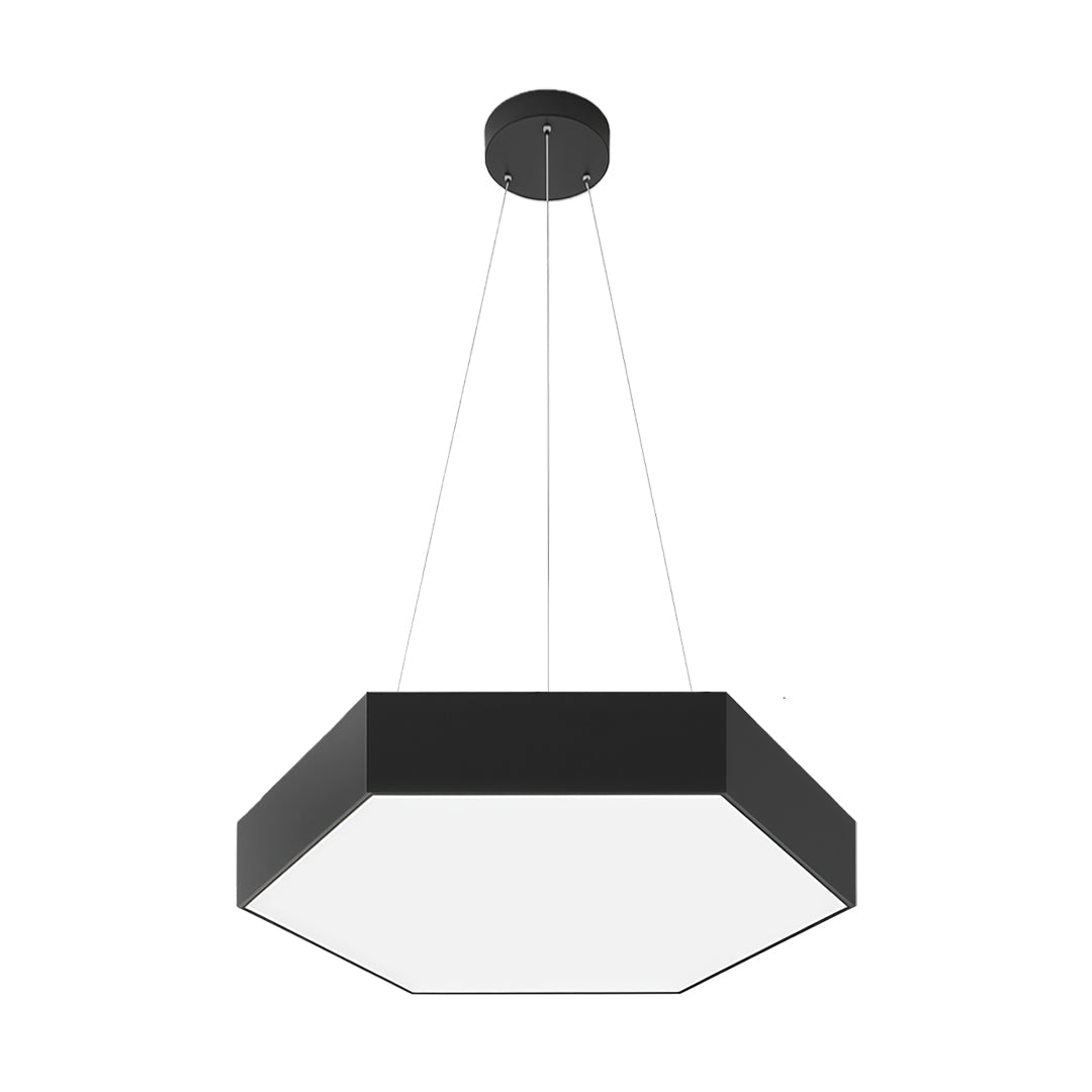 Hexagonal Geometric Honeycomb LED Pendant — Iron, Acrylic Shade, 6 Sizes, 39.4" Adjustable Chain, Black or White