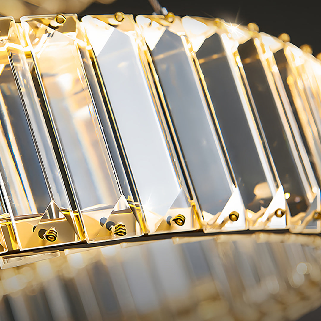 Modern Gold Crystal Ring Chandelier — Iron, LED, 3-Step Dimming (3000K–6000K), 600mm / 800mm / Combination
