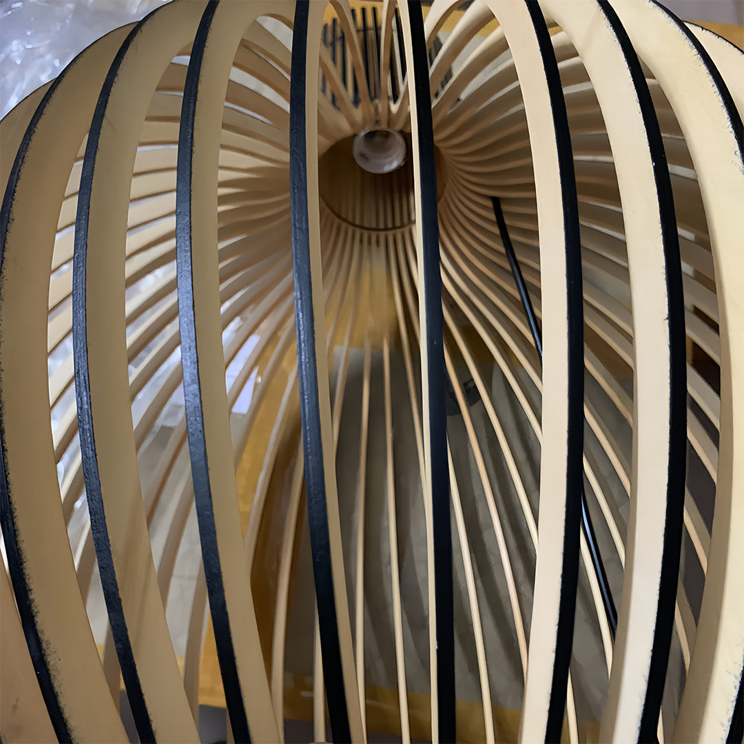 Birdcage Pendant Light — Handcrafted Birch Wood, 12W LED E27, 3-Step Dimming, Adjustable Chain, 3 Sizes
