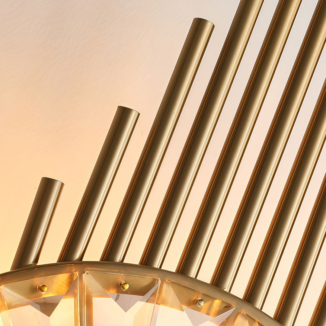Crystal Diffused Wall Sconce — Brass-Tone Stainless Steel, Cut Crystal, E14, Hardwired, 25.6"