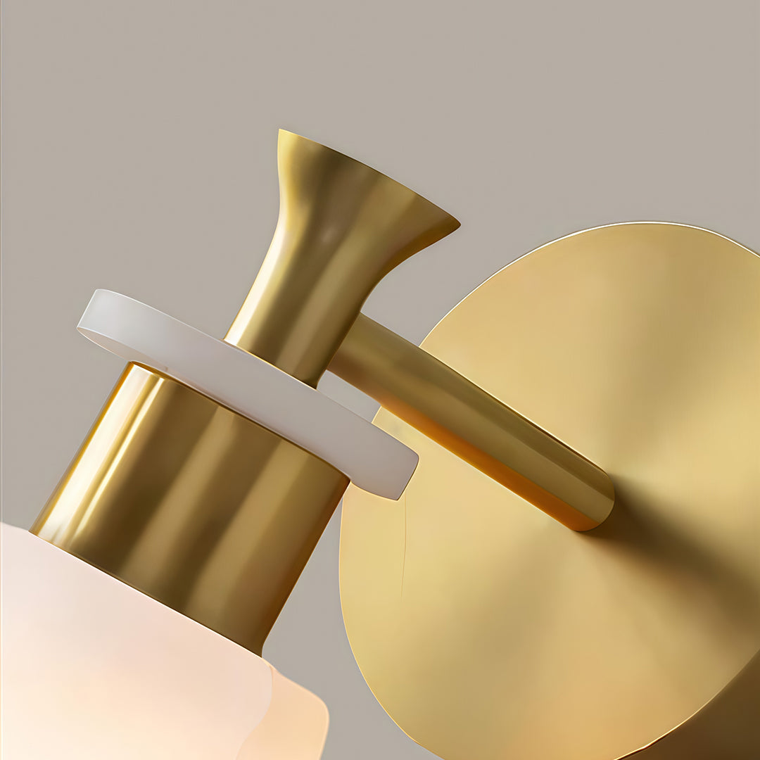 Minimalist Brass and Marble Wall Sconce — Copper Finish, E14, Hardwired
