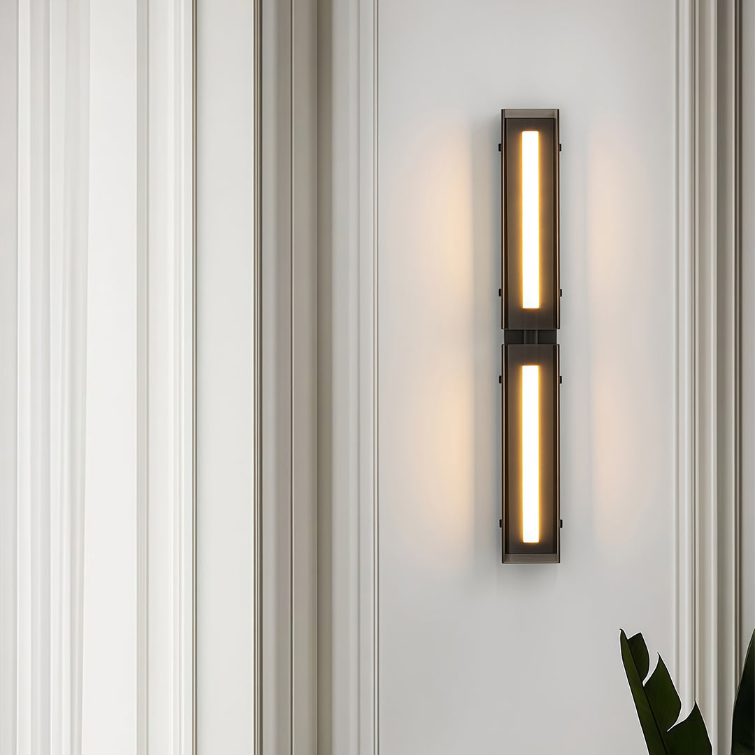 Minimalist Modular Linear Wall Sconce — Black Iron, Smoky Acrylic, LED, Three-Color Dimming, 11.8"–49.6"