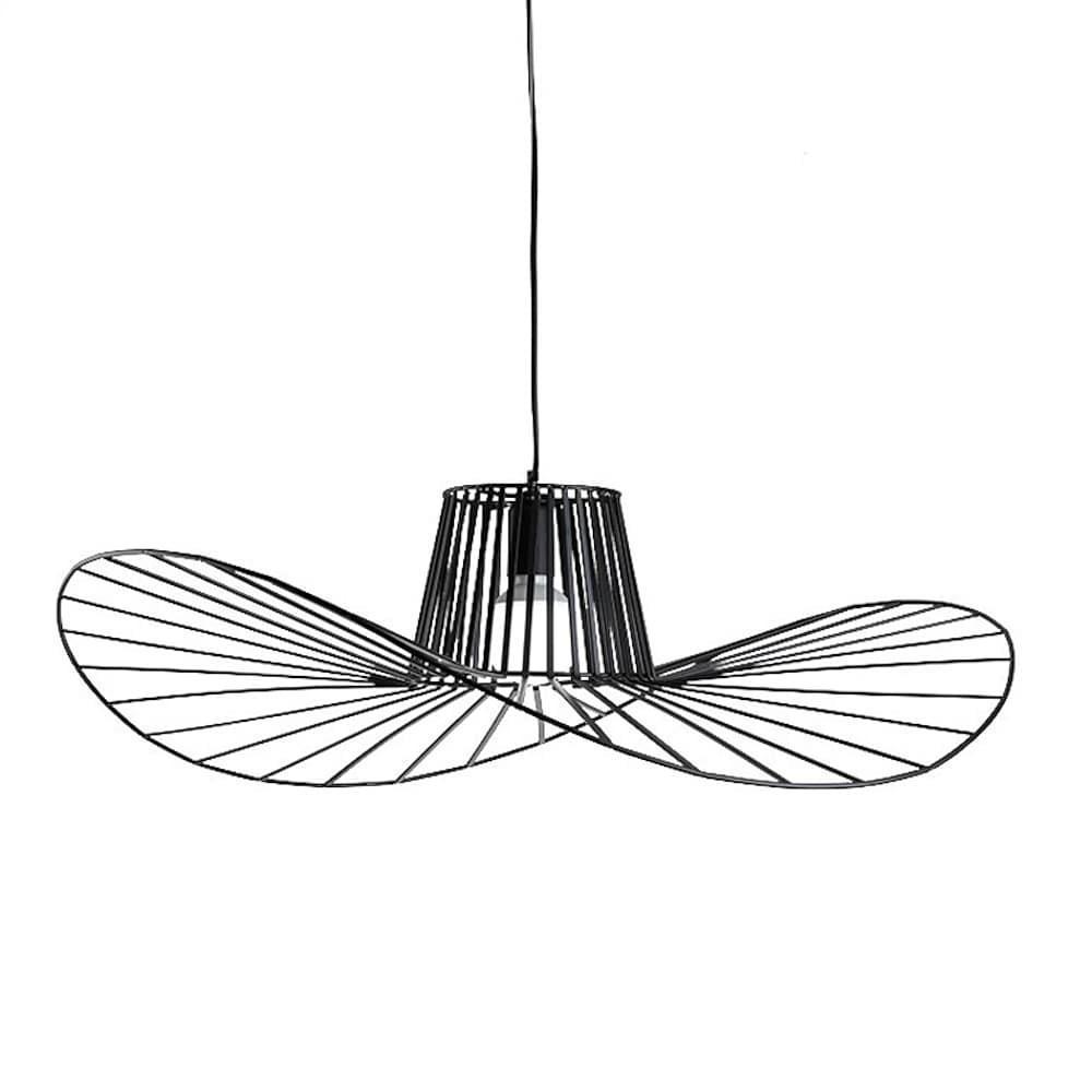 Hat-Shaped Linear LED Pendant — Black Metal, Art Deco, 18" or 24", 3000K / 6000K