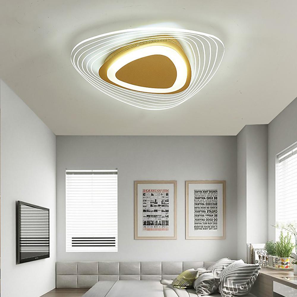 Geometric Semi-Flush Mount Ceiling Light — Metal and Acrylic, Gold Finish, Integrated LED, 20" or 24"