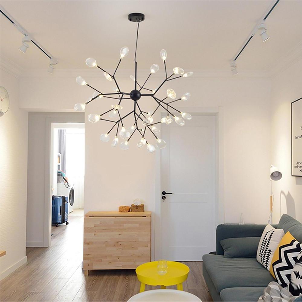 Sputnik Chandelier — Black and Gold Metal, 36-Light LED Cluster, 30" Diameter, 3000K / 6000K