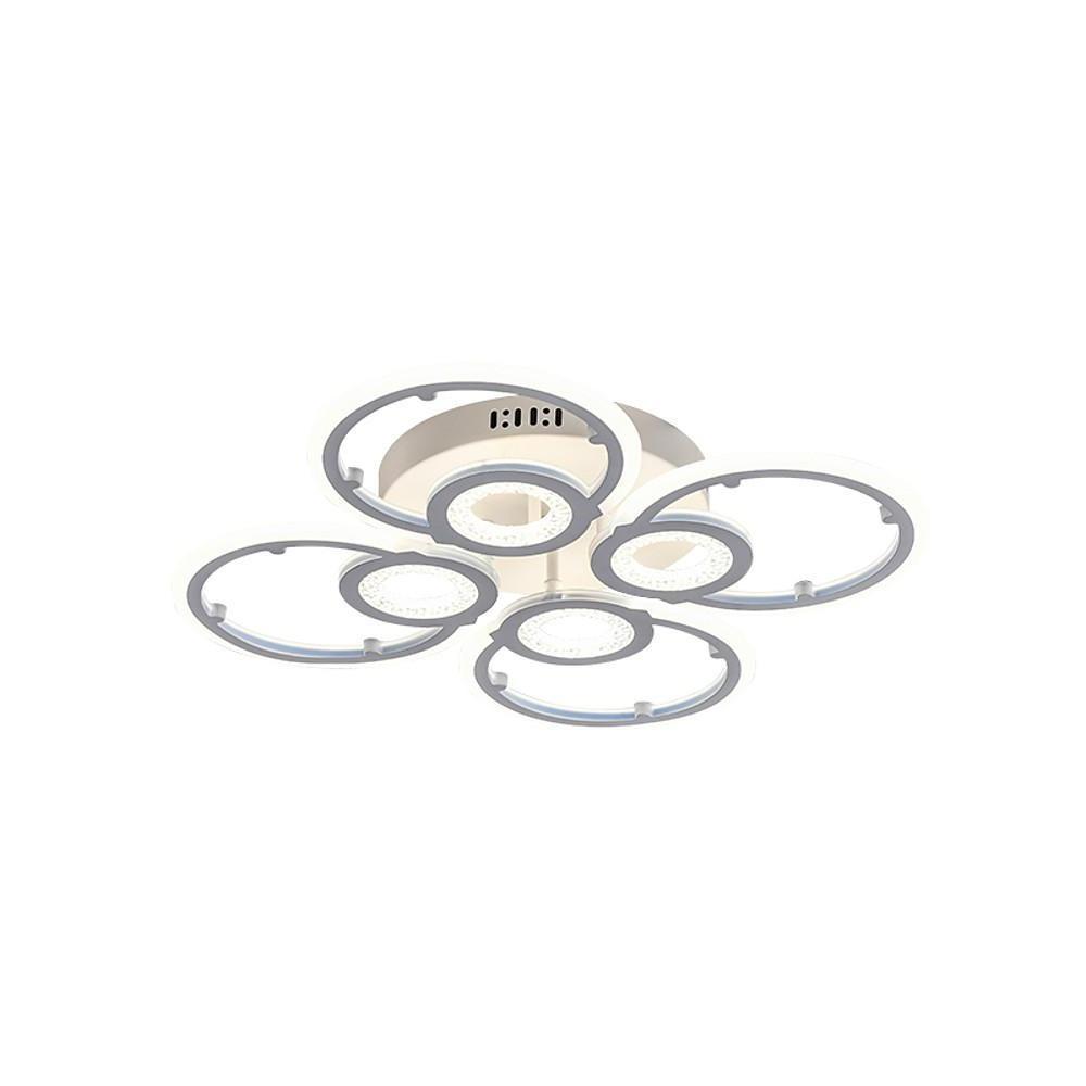 Geometric Metal Ring LED Flush-Mount Ceiling Light — Acrylic, 3-Step Dimming, Remote Control, 4-Light or 12-Light, 23"