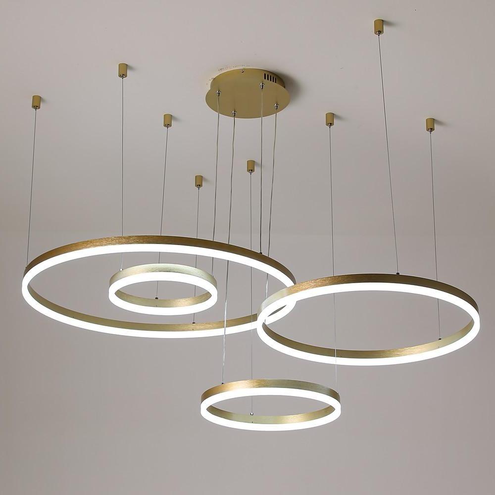Large Circle Chandelier for High Ceilings — Aluminum & Acrylic, 31" Dimmable LED, 3000K–6000K, 59" Adjustable Chain