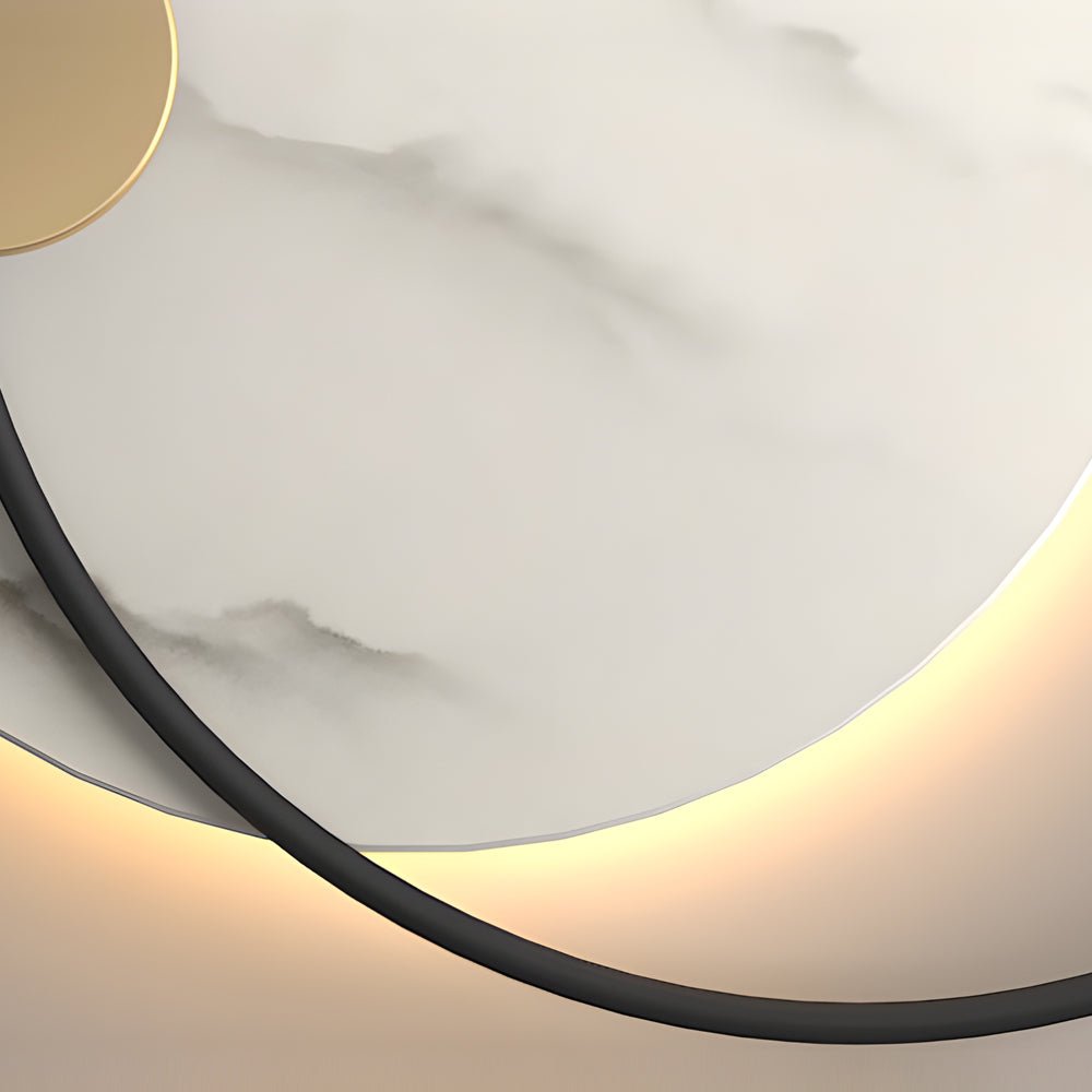 Round Marble LED Wall Sconce — Iron Ring, Warm White 3000K, 13" or 26"