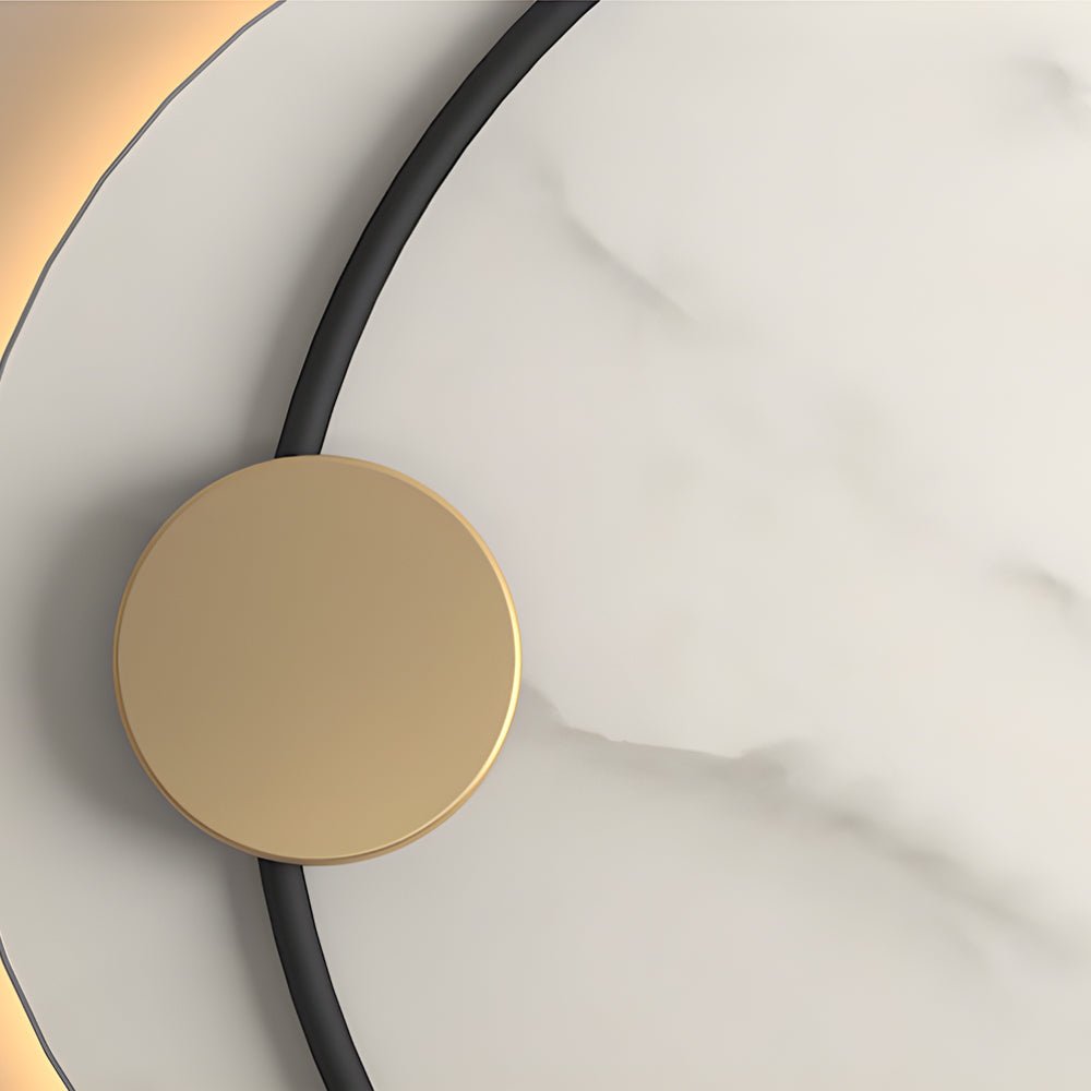 Round Marble LED Wall Sconce — Iron Ring, Warm White 3000K, 13" or 26"