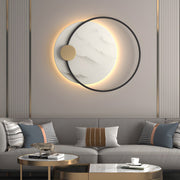 Round Marble LED Wall Sconce — Iron Ring, Warm White 3000K, 13" or 26"