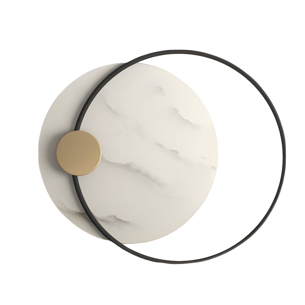 Round Marble LED Wall Sconce — Iron Ring, Warm White 3000K, 13" or 26"
