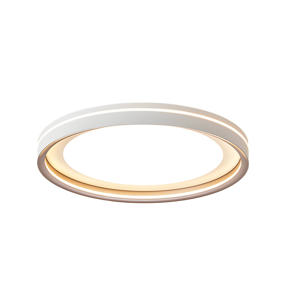 Layered LED Flush-Mount Ceiling Light — Aluminum & Acrylic, 3-Step Dimming, 15" or 19", Black / Gold / White