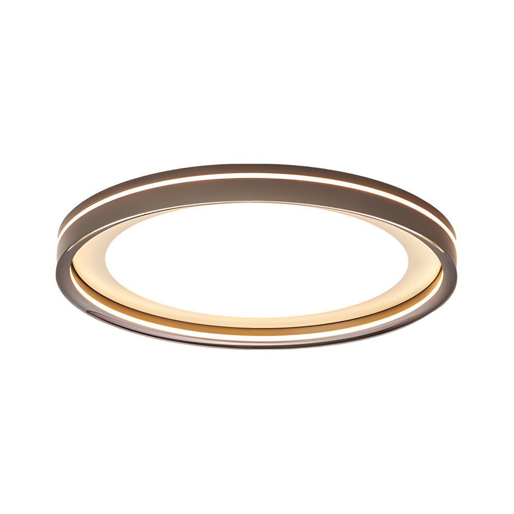 Layered LED Flush-Mount Ceiling Light — Aluminum & Acrylic, 3-Step Dimming, 15" or 19", Black / Gold / White