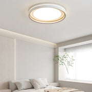 Layered LED Flush-Mount Ceiling Light — Aluminum & Acrylic, 3-Step Dimming, 15" or 19", Black / Gold / White