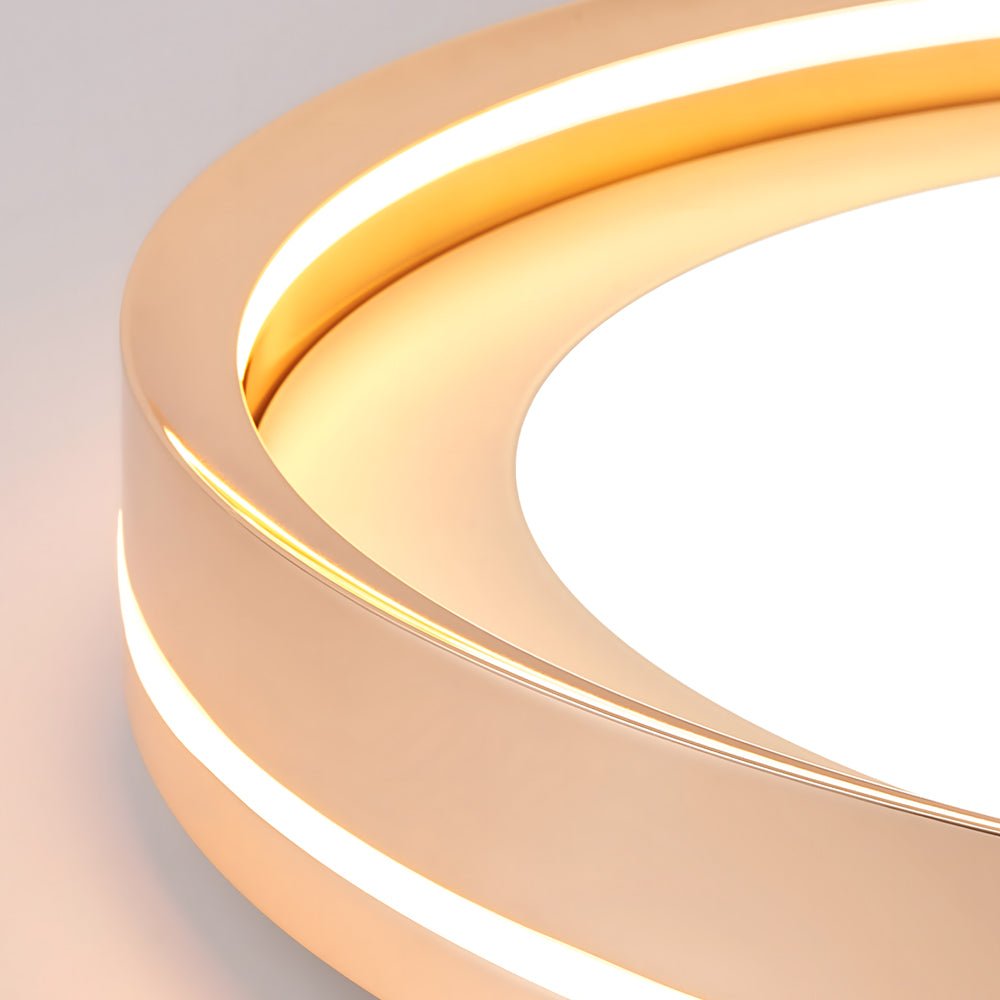 Layered LED Flush-Mount Ceiling Light — Aluminum & Acrylic, 3-Step Dimming, 15" or 19", Black / Gold / White