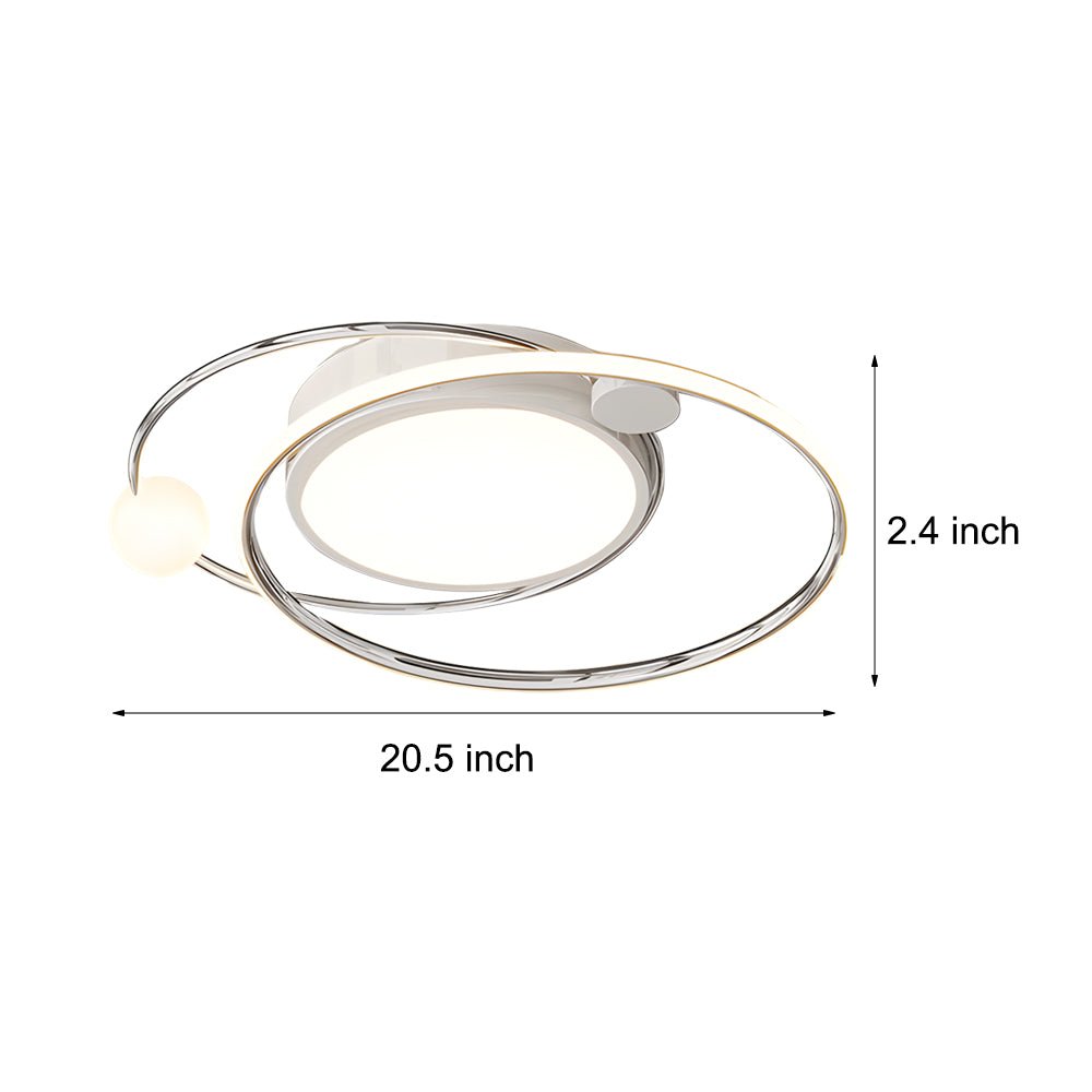 20" Modern LED Flush-Mount Ceiling Light — Iron & Aluminum, 36W, 3-Step Dimming, Remote Control