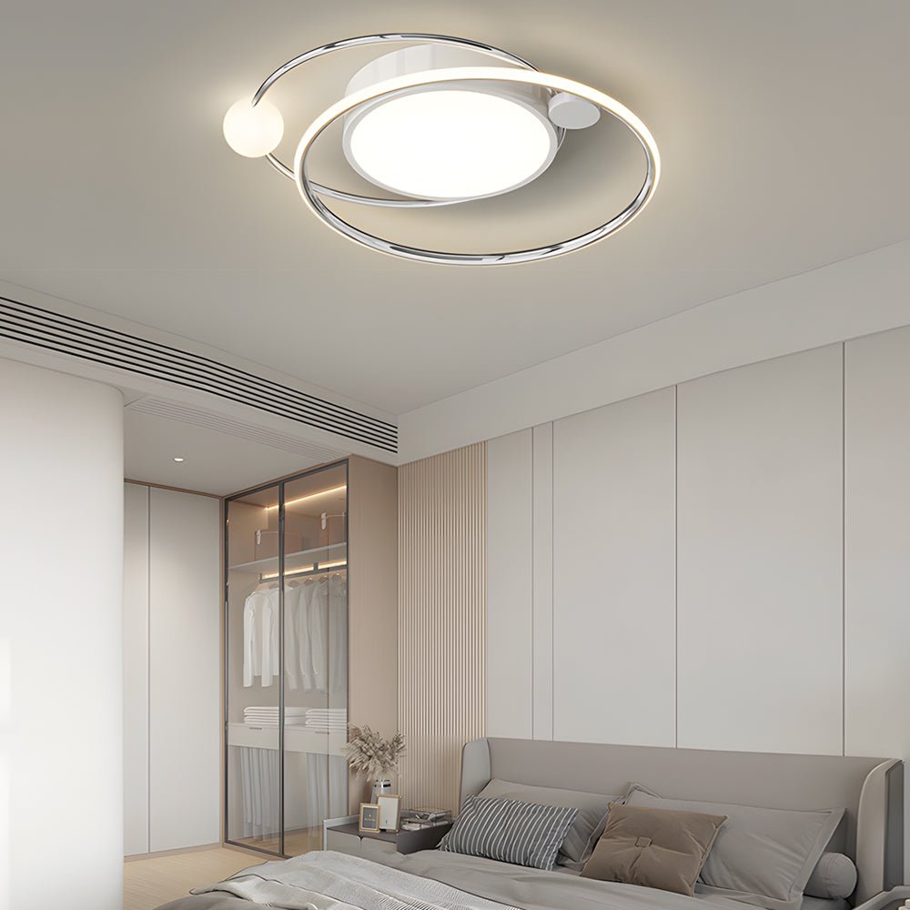 20" Modern LED Flush-Mount Ceiling Light — Iron & Aluminum, 36W, 3-Step Dimming, Remote Control