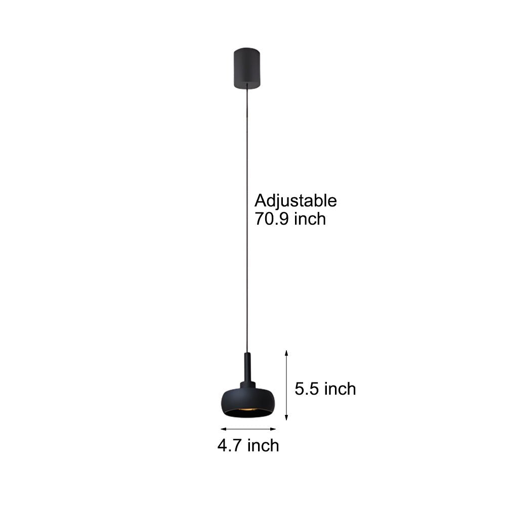 Adjustable 1-Light COB Spotlight Mini Pendant — Aluminum, 7W 3000K, 4.7" Dia, Matte Black / White