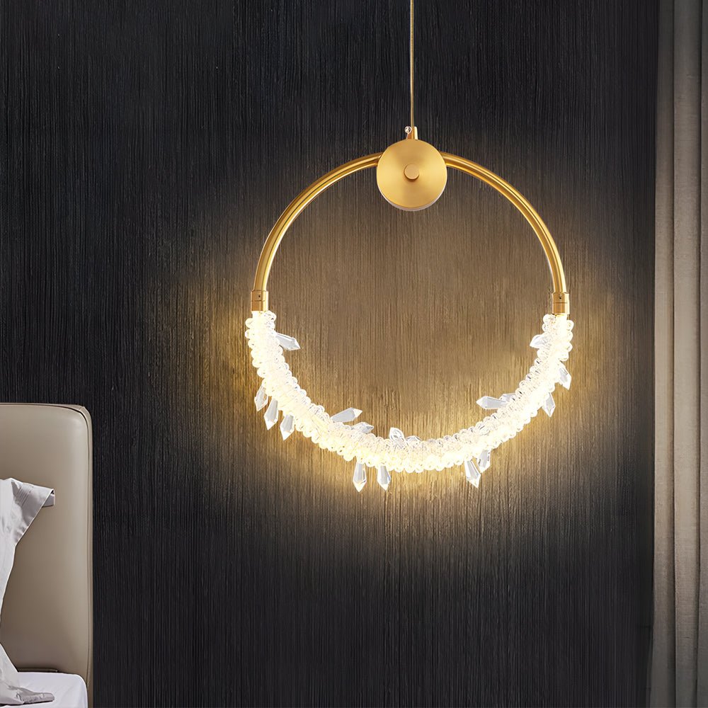 911 ring led crystal small pendant lights hanging bedside lamps