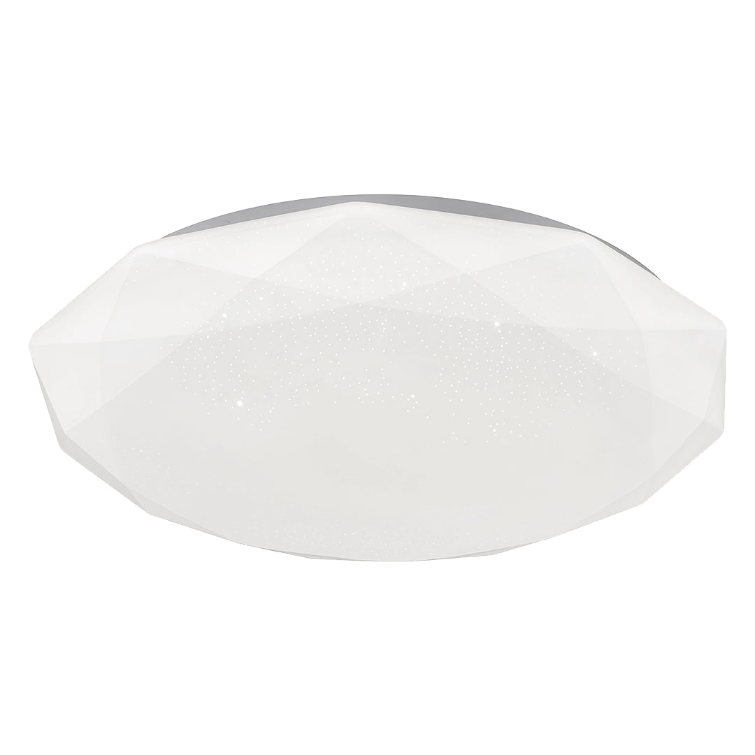 Geometric Full-Sky Star LED Flush Mount — White Iron and Acrylic, Stepless Dimmable, 24W–48W, 15.8" or 19.7"