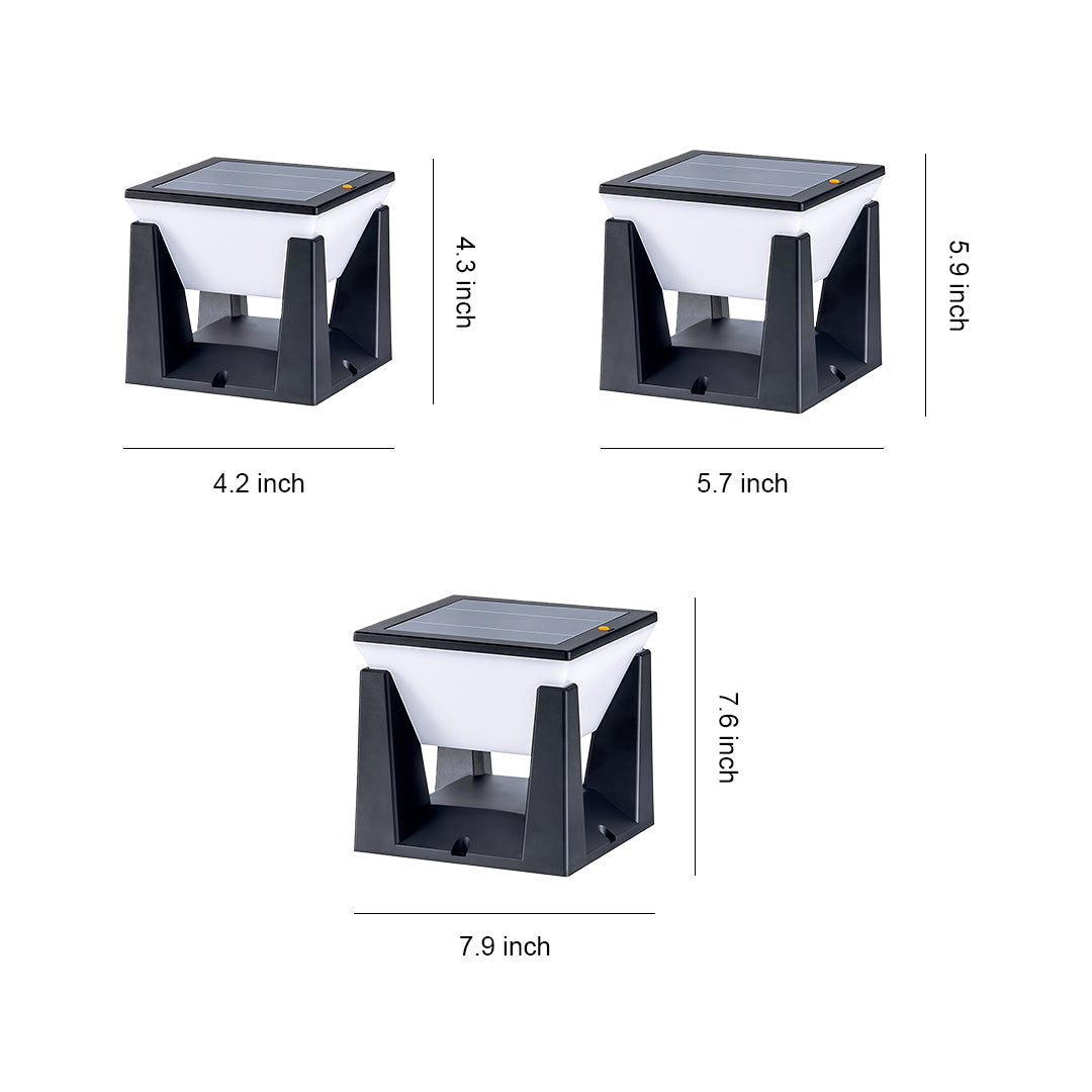 Solar Bollard Pillar Light — Black ABS, LED, Three-Color Dimming (3000K/4500K/6000K), IP65 Weatherproof, Dusk-to-Dawn