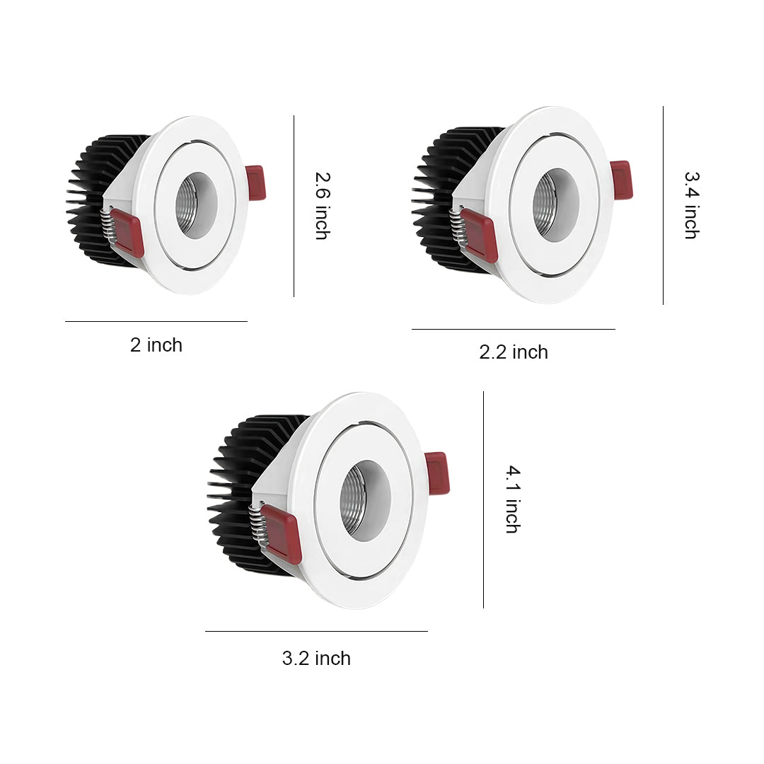 Hill-Shaped Recessed LED Spotlight — Aluminum & Acrylic, Full-Spectrum Ra90, 5W–20W, 3000K / 4000K / 6000K