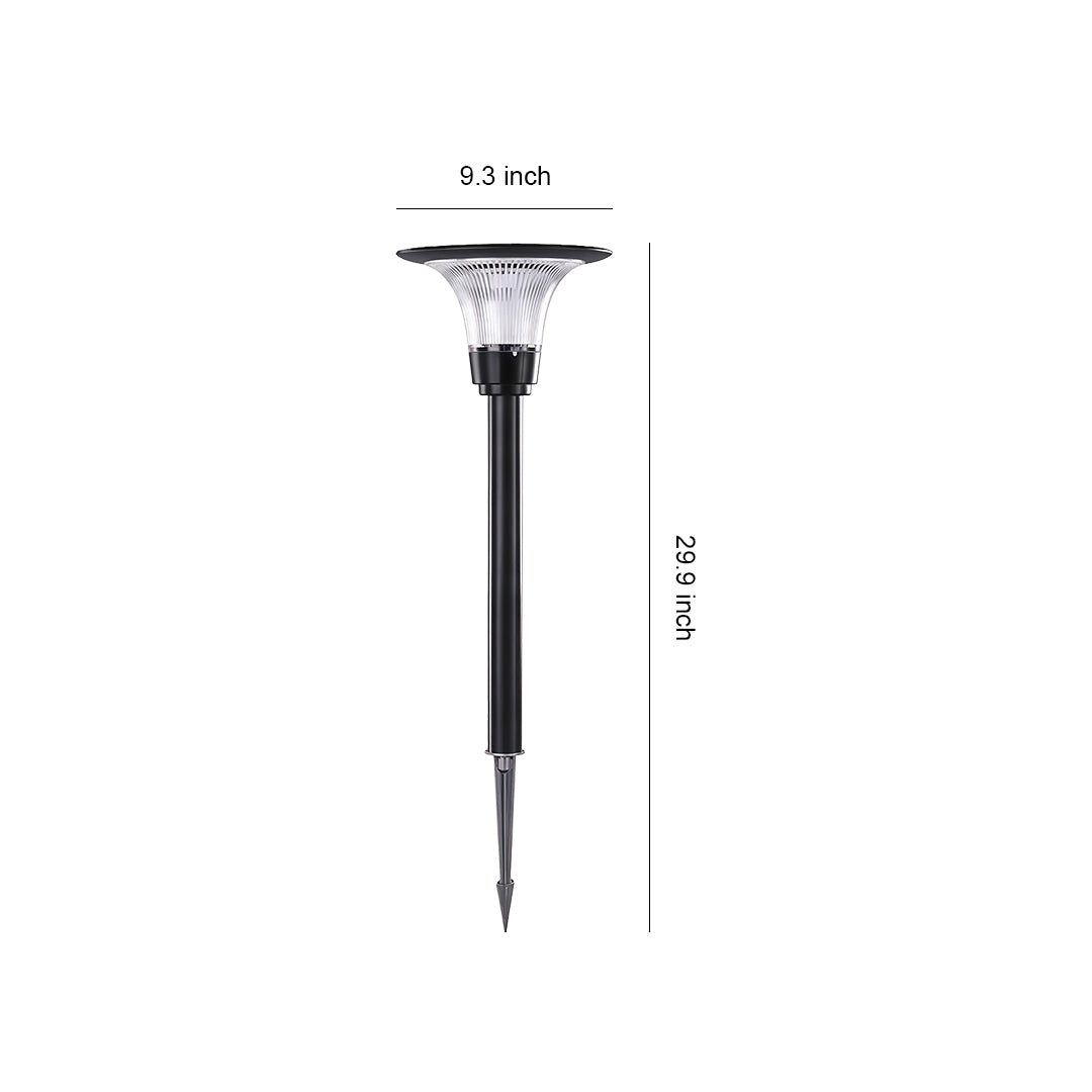 Black Solar Path Light with Ground Socket — Die-Cast Aluminum, 5W LED, Dual Color Temperature (3000K/6000K), IP65, 4000mAh, 30"