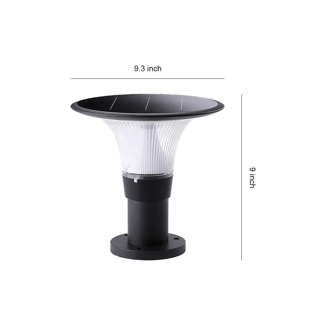 Solar Post Cap Light — Black Die-Cast Aluminum, 5W LED, Dual Color Temperature (3000K/6000K), IP65 Weatherproof