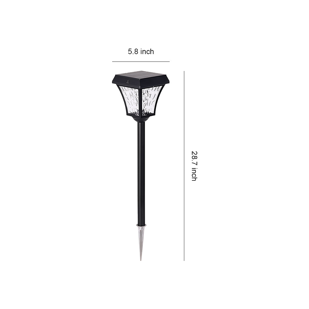Solar Pathway Light — Black Die-Cast Aluminum, 2W LED, Dual Color Temperature (3000K / 6000K), IP65 Weatherproof, 28.74" H