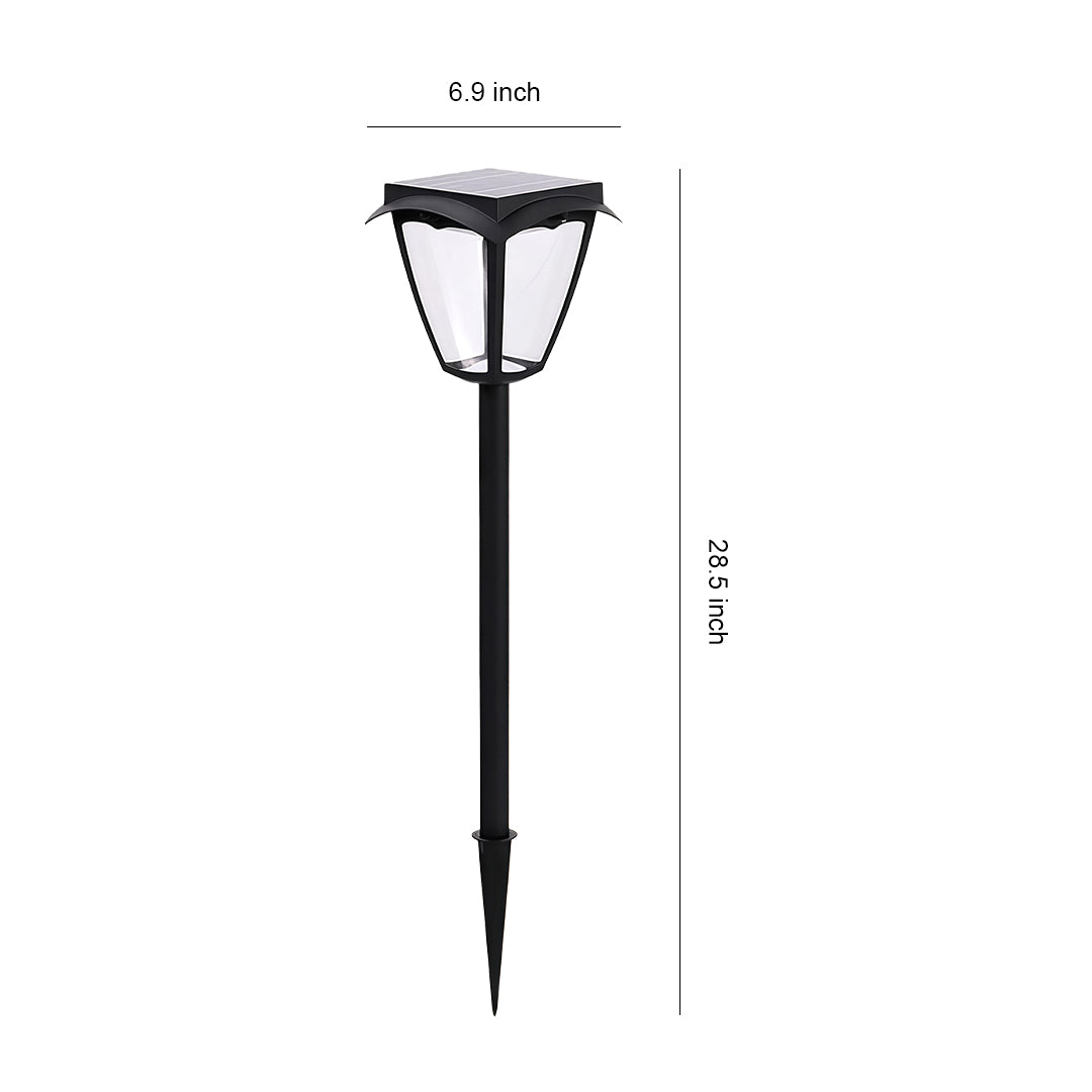 Solar Path Light — Black Aluminum, LED, Dual Color Temperature (3000K/6000K), IP65 Weatherproof