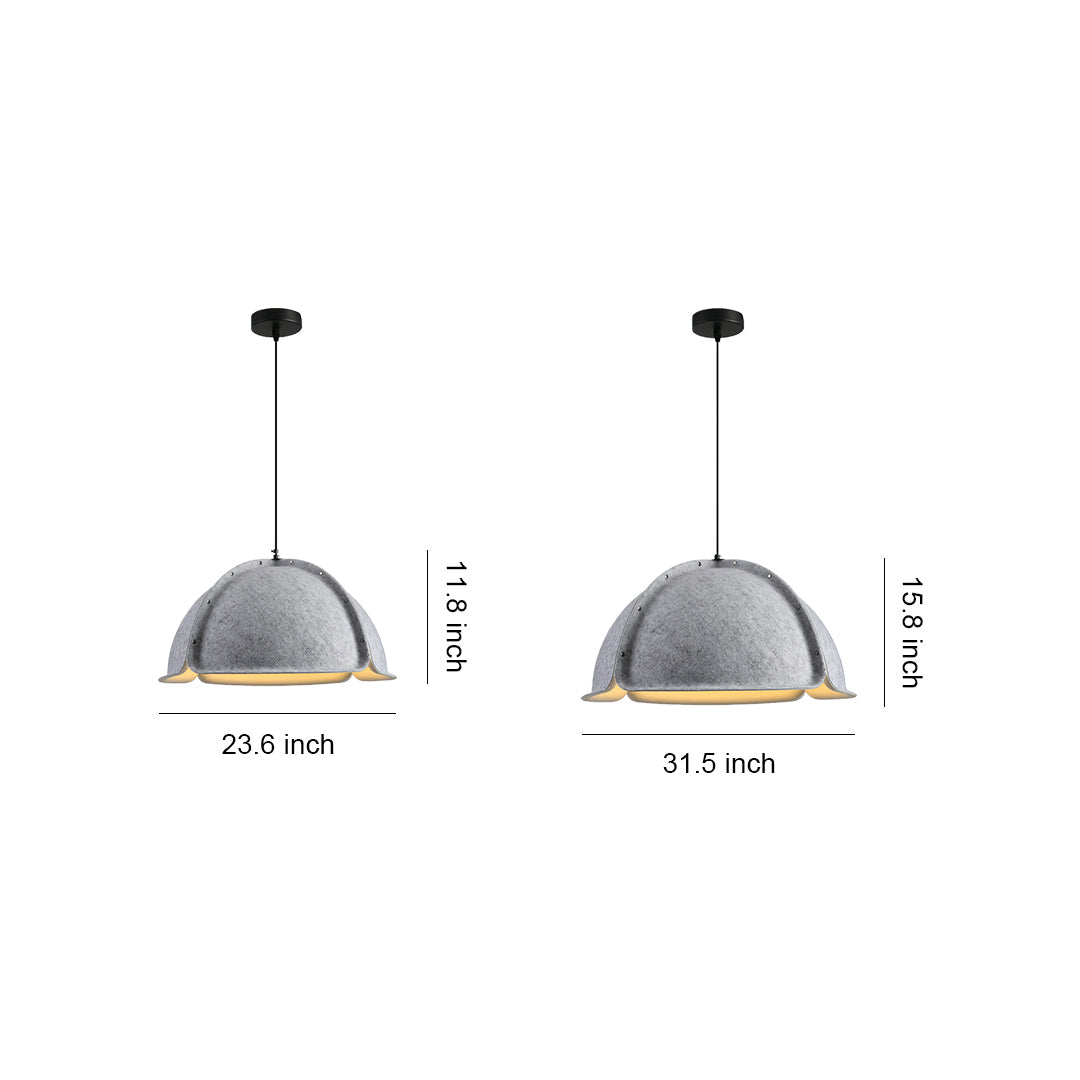 Hat-Shape PET Felt Pendant Light — Iron Frame, Adjustable Height, E27, 23.6" or 31.5"