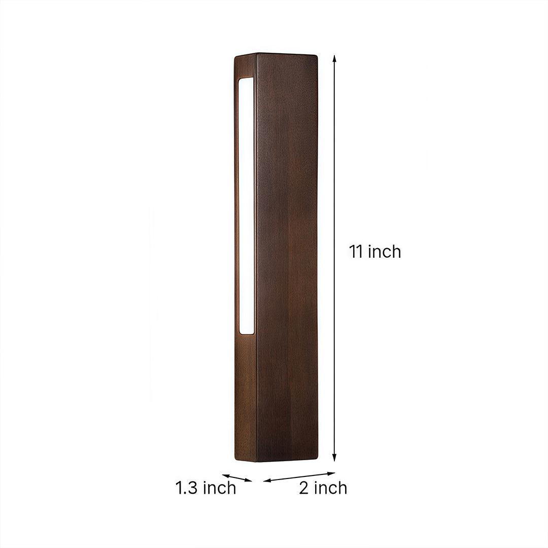Japandi Diffused Wall Sconce — Aluminum and Rubberwood, 8W LED, 3-Step Dimming (3000K/4500K/6000K), Hardwired
